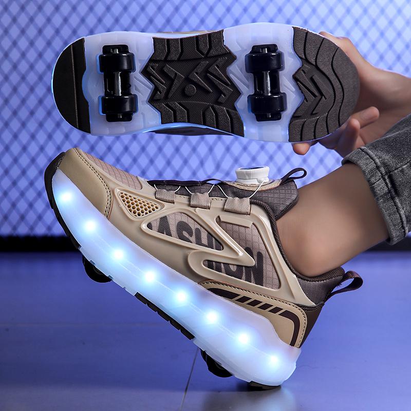 29-40 Pantofi de alergare cu patru roți pentru băieți Pantofi plați detașabili Pantofi sport luminoși USB reîncărcabili Patine cu rotile pentru fete Pantofi pentru băieți