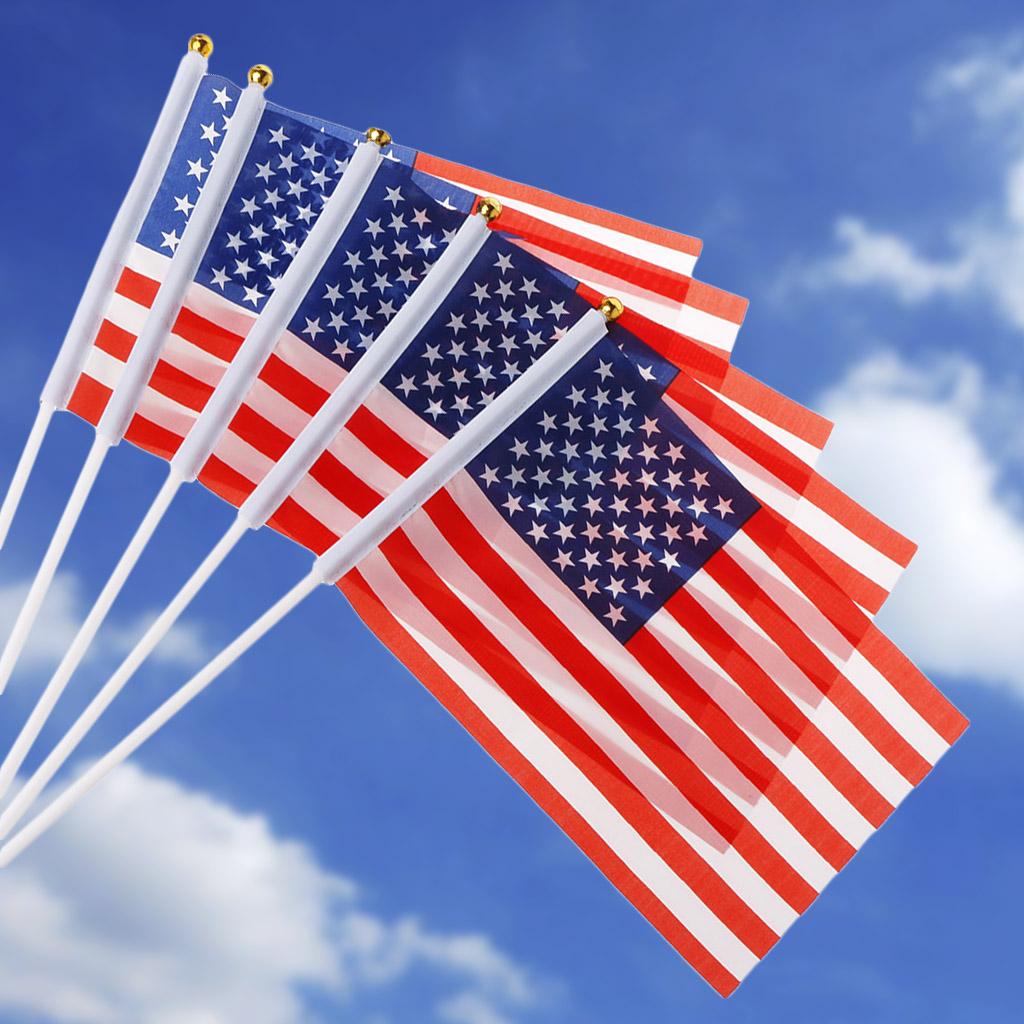 5 st Mini Amerikanska USA Nationalflaggor Handviftande Små för Flaggstänger