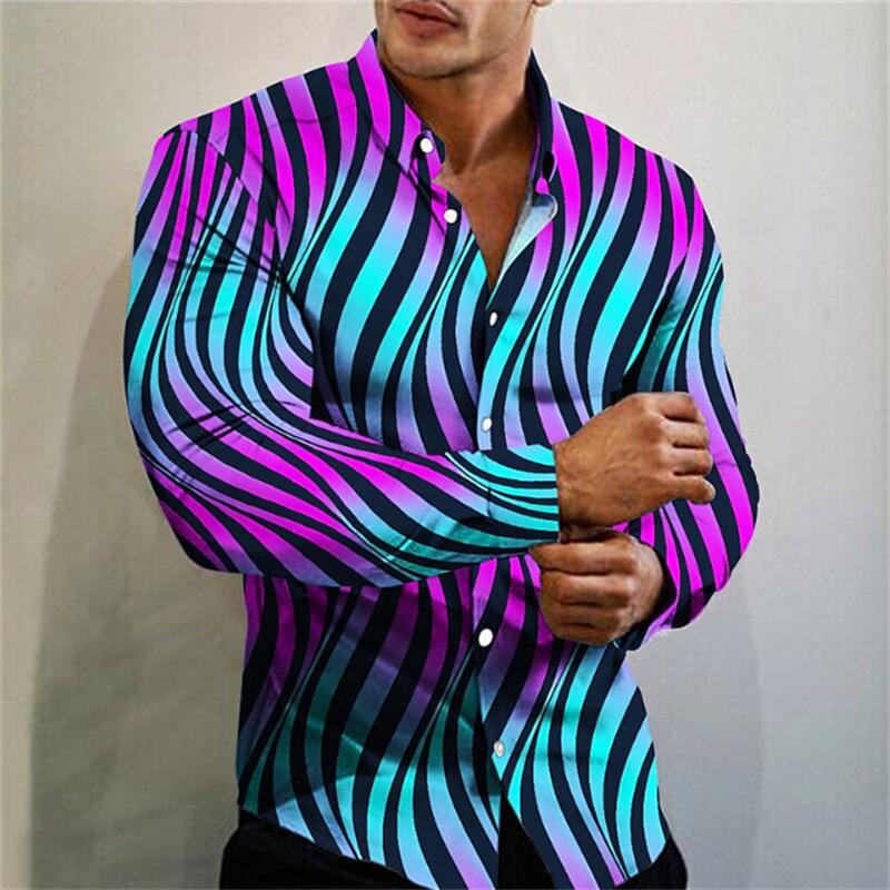 Men's T-shirt Suit Button Shirt Half Splicing Trend Geometric Flower Clear Pattern Soft and Comfortable Shirt Clothing