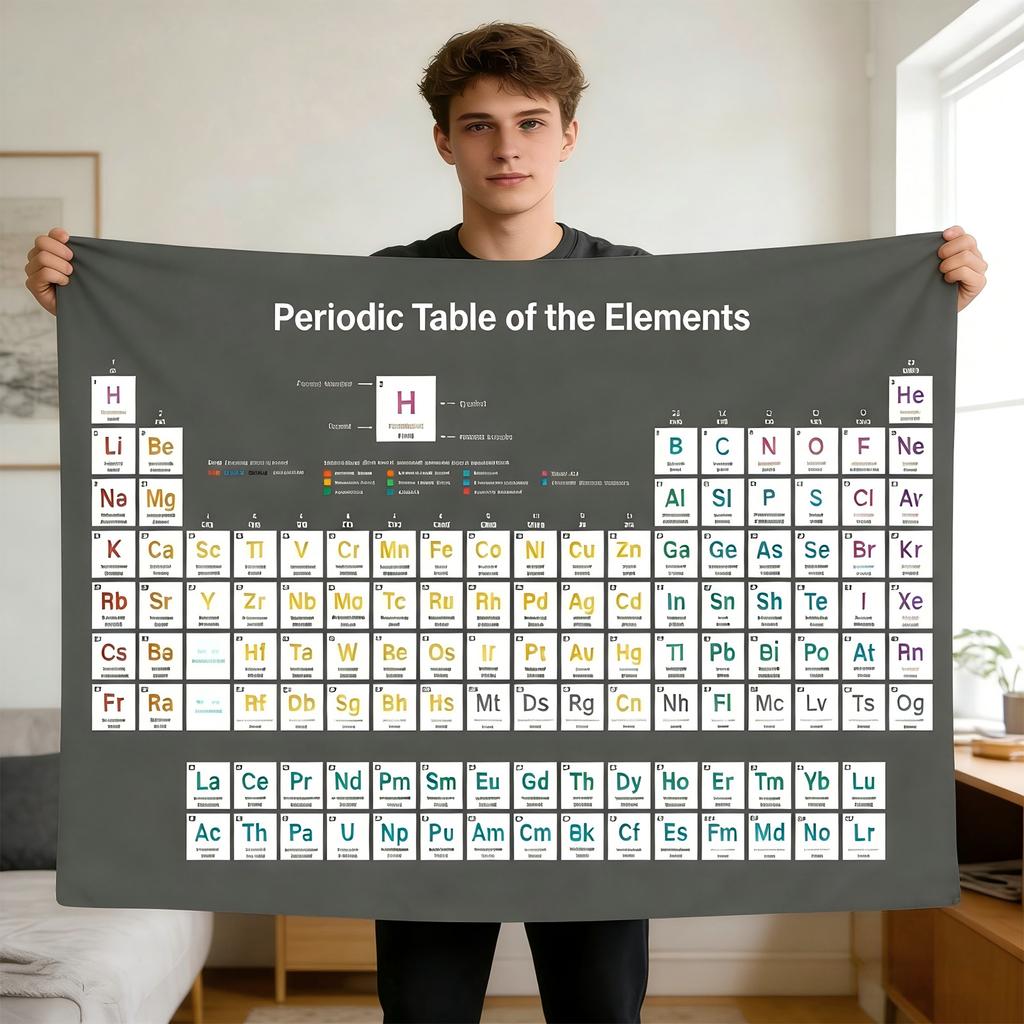 Periodic Table Chemistry Tapestry Science Wall Hanging Educational Art Decor for Dorm Room Home Study Room Wall Curtain