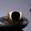 Men Vintage Ring Simple Fashion Black Enamel Rings Punk Classic Black Drip Imitation Black Stones Male Enamel Metal Bands New