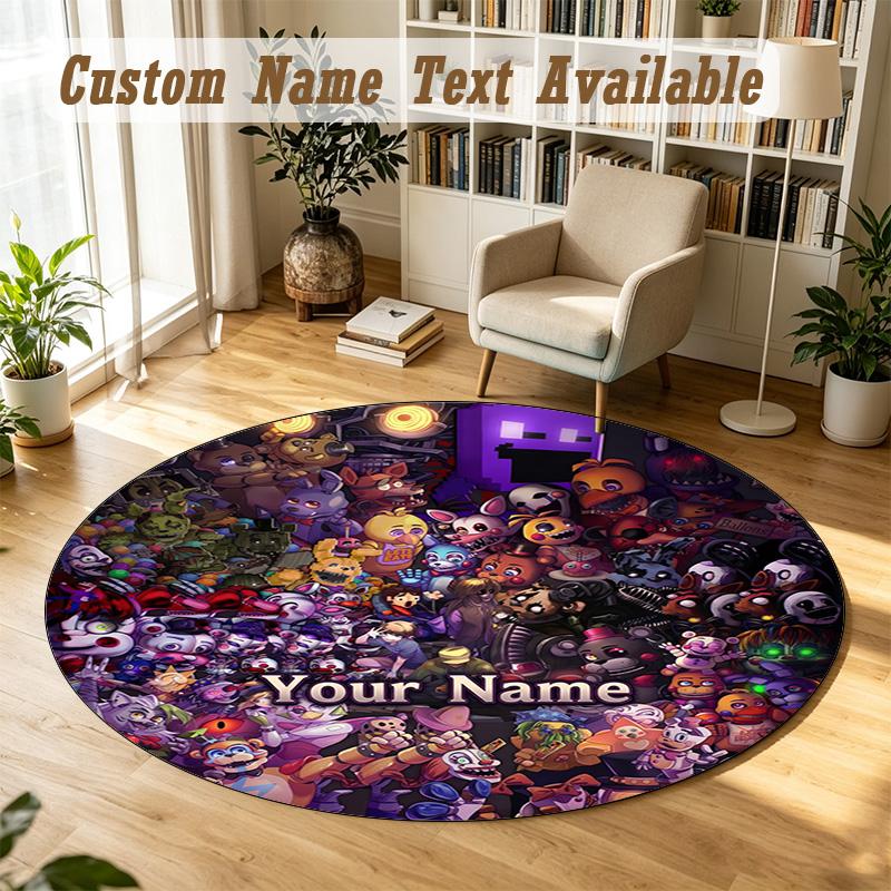 Round Rug Custom NameFive Nights at Freddy’s Pattern Non Slip Carpet Home Floor Decor