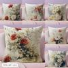 Wild Flower Cushion Cover Natural Linen Organic Fabric Double-Sided Printing Sofa Home Decor Gift Pillow Cover