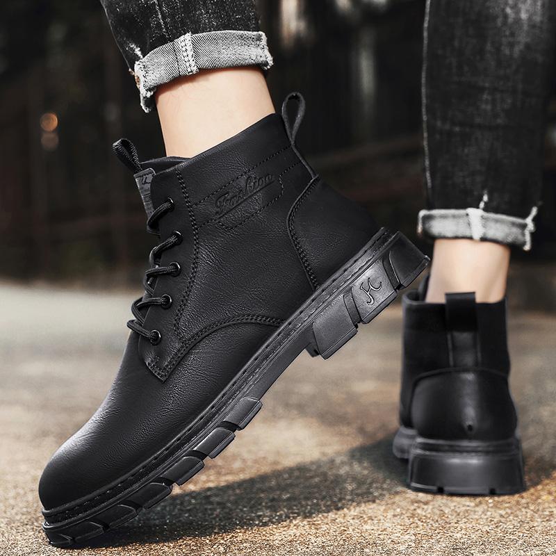 Handsome Stylish Men's Autumn Winter Work Boots Hightop Walking Shoes Hightcut Male Students Spring Chelsea Boots