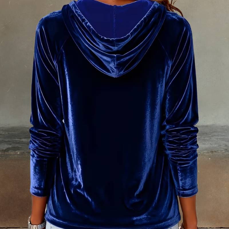 Silk Velvet Hoodie With Drawstring Hood For Womens Casual Autumn Winter Wear