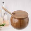 Seasoning Box with Spoon Lid Kitchen Tool Seasoning Accessories Wood Material