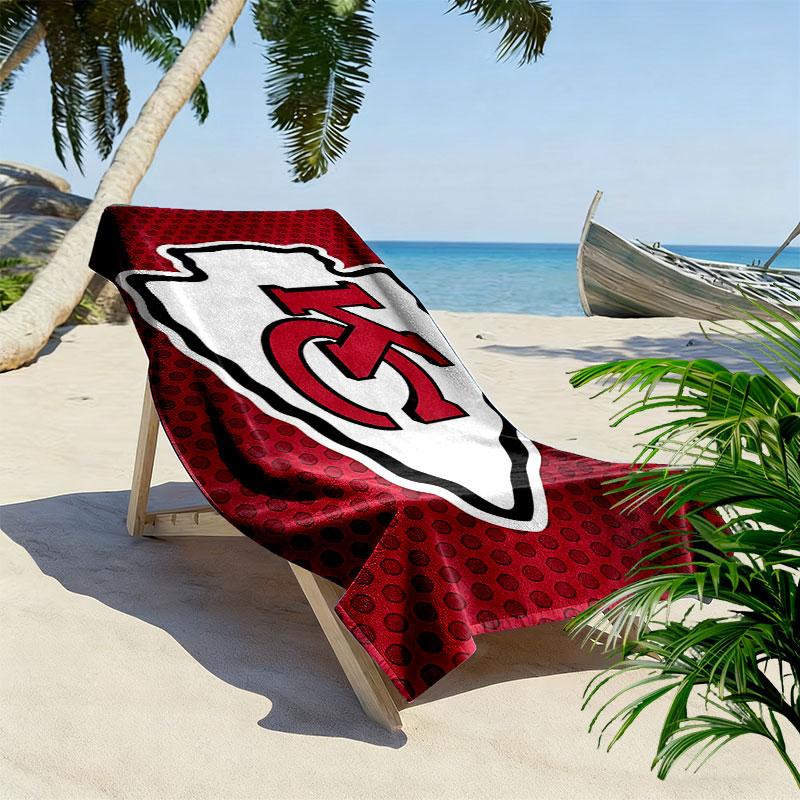 KC Chiefs Print Beach Towel, Large Soft Quick Dry Towel for Beach Camping Swimming