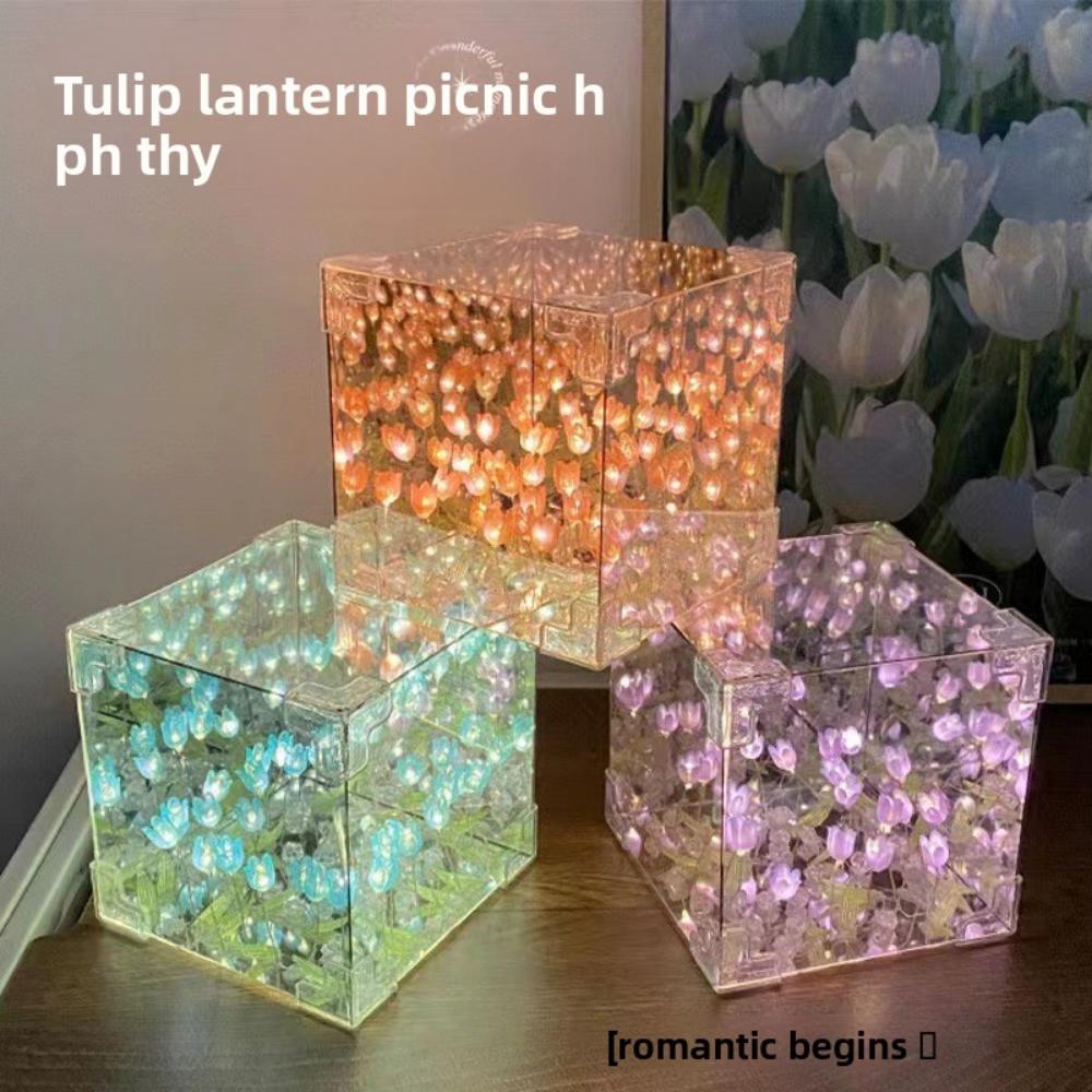 Tulip Night Light Girl Gift for Girlfriend DIY Material Handmade Flower Sea