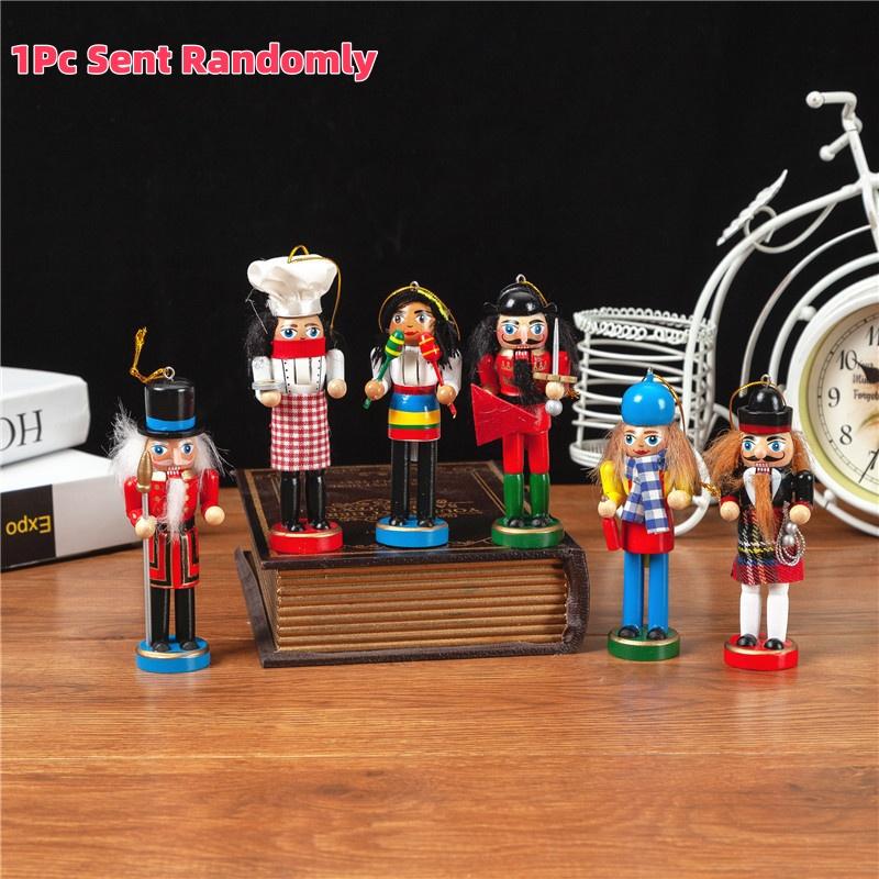 

1/3/6 шт. Новорічна прикраса для дому Різдвяний Лускунчик Солдат Лялька Дерев яний ручний виріб Підвіска на різдвяну ялинку Настільна прикраса