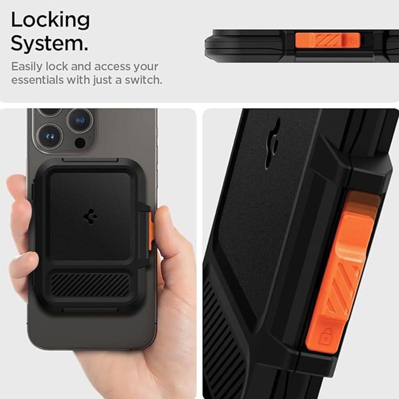 Spigen Lock Fit Per MagSafe Porta Carte Per iPhone 17 Air 12 13 14 Plus 15 16 17 Pro Max Robusto Guscio Duro Borsa Magnetica per Carte