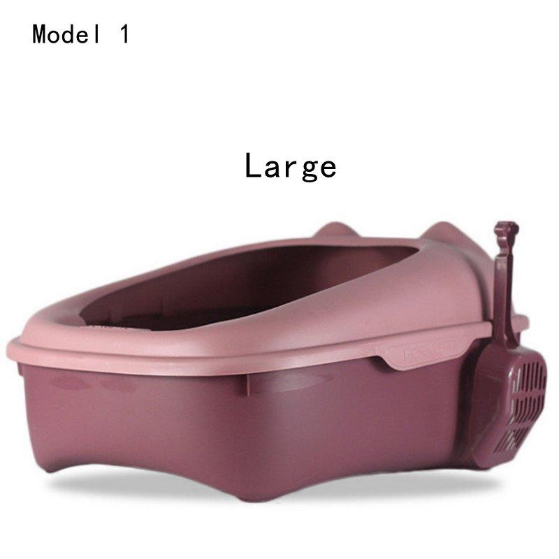 Semi-enclosed Feces Basin Cat Litter Box Cat Toilet Pet Supplies, High Border Splash Cat Litter Box