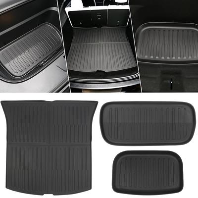 3Pcs Rear Cargo Mat Compatible with 2026 Tesla Model Y Juniper 5 Seater Trunk Cargo Liner Front and Rear Trunk Mat Cargo Liner