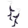 Bat Drop Earrings Lightweight Acrylic Hook Pair for Halloween Parties, Costume Looks and Themed Photo Styling Wear