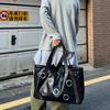 Punk Style Women's Tote Bag, Rivet Decor Handbag Cool Dark Retro Motorcycle Bag Large Capacity Shopping Bag Soft Underarm Bag