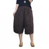 Modische Damen-Hose aus Baumwolle und Leinen, Lockerer Schnitt, Elastischer Bund, Lässig, , Vielseitige Weiter Hosen