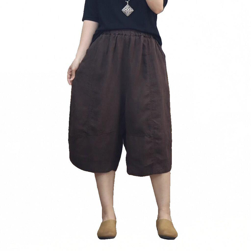 Fashionable Women's Cotton And Linen Pants, Loose Fit, Elastic Waist, Casual, , Versatile Wide-leg Pants