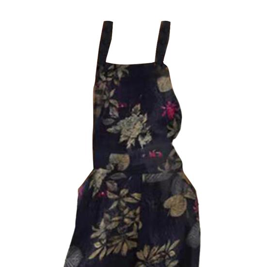 Women Jumpsuit Sleeveless Floral Print Pockets Buttons Wide Leg Loose Suspenders Playsuit Overall for Spring/Summer