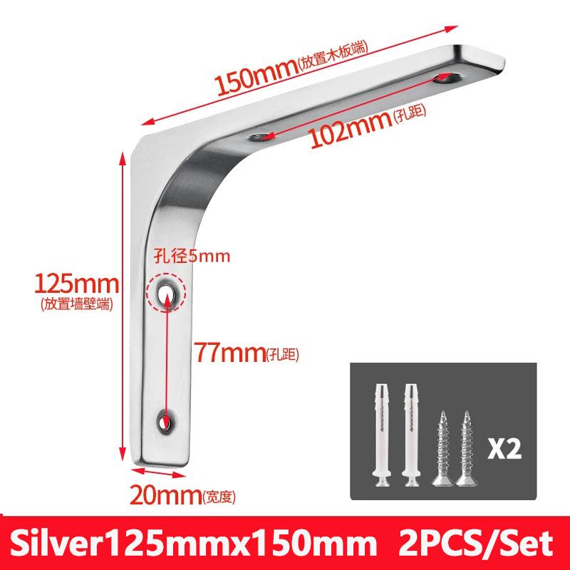 YM 2pcs Heavy Duty Stainless Steel L-Shaped Floating Shelf Brackets Wall Mount Black/White Corner Triangle 90 Degree Decorative