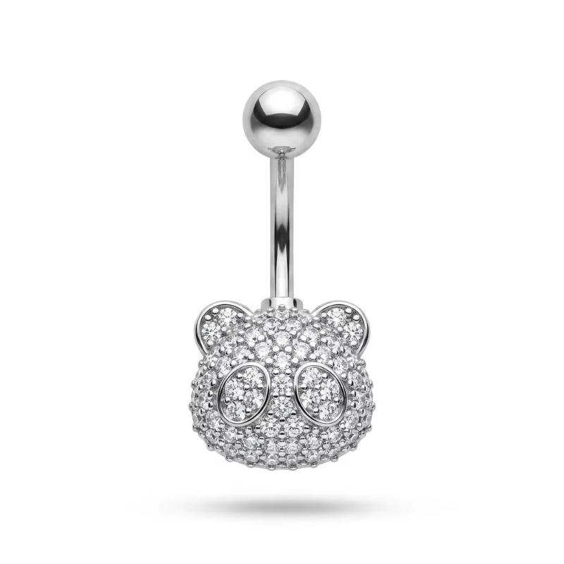 Crystal Dangling Heart Zircon Stainless Steel Navel Belly Button Piercing Jewelry For Women