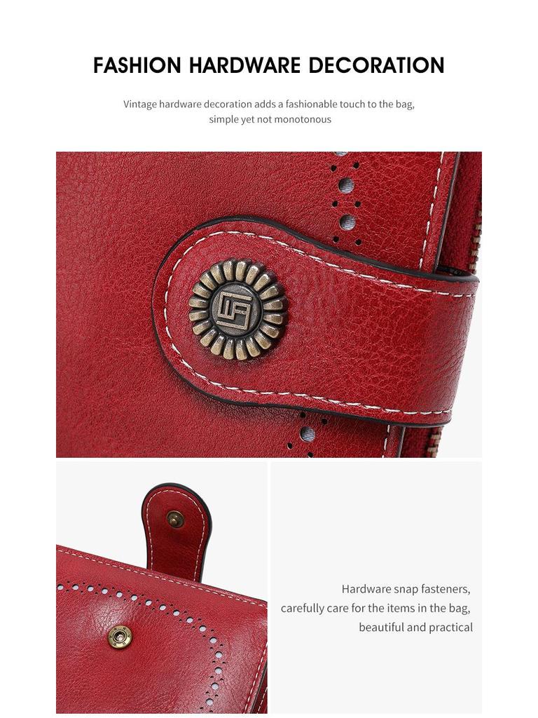 2025 Fashion Women's Cutout Short Wallet with Large Capacity Zipper Coin Purse and Retro Card Holder
