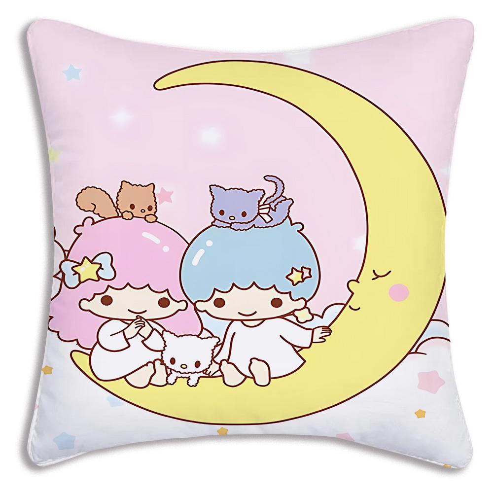 Littletwinstars Sanrios Pillow Covers Cartoon Sofa Decorative Home Double-Sided Printing Short Plush Cute Cushion Cover