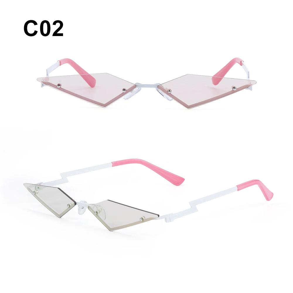 1PC Fashion Rimless Sunglasses Women Men Diamond Shape True Film Sun Glasses UV400 Trending Vintage Streetwear Narrow Eyewear