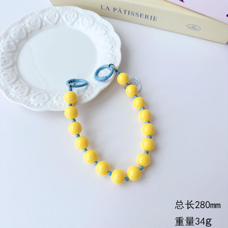 Korean and Japanese Style INS Solid Color Beaded Chain Phone Case Lanyard Handheld Wrist Strap Pendant Decoration Universal Phone Case