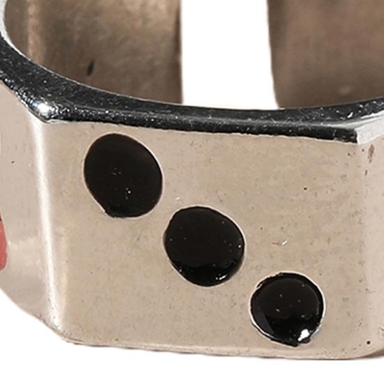 Adjustable Engraved Unisex Ring Alloy Silver Color Dice Opening Ring Jewelry Accessory