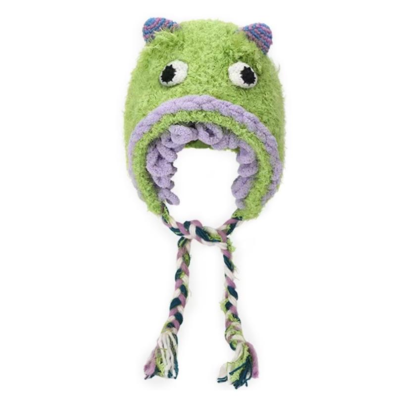 Winter Warm Plush Hat for Women Funny Monsters Hat Hooded Skull Hat Outdoor Activity Cap Windproof Headwear Pullover Hat