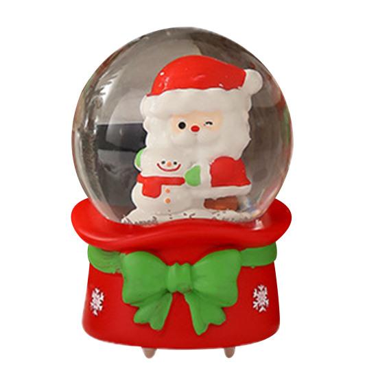 4.5/6.5CM Christmas Glowing Faux Crystal Ball Ornament LED Light-up Santa Claus Figurine Inside Clear Sphere Holiday Party Office Desktop Decoration