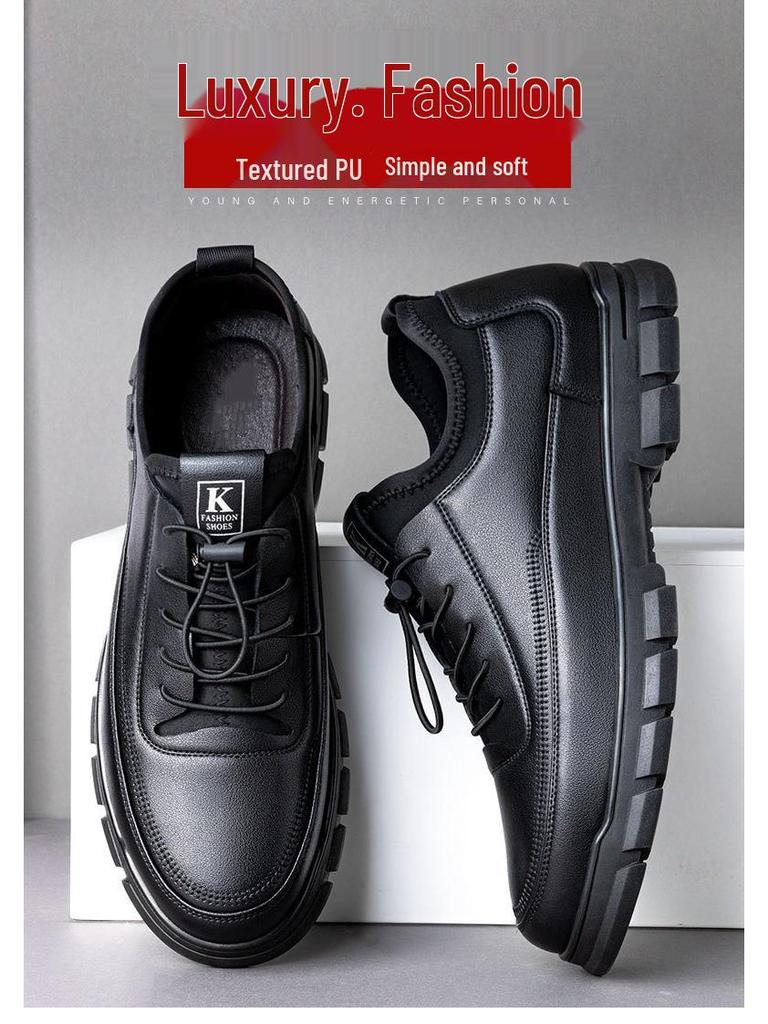 Men's 2025 New Black Leather Business & Casual British Style Soft Shoes