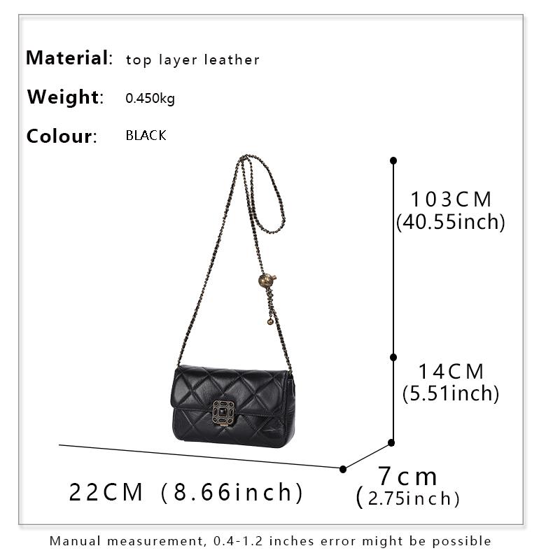Bag Women Real Leather Summer Shoulder Chain Bag Women's Bag New Small Golden Ball Bag Diamond Chain Messenger Bag