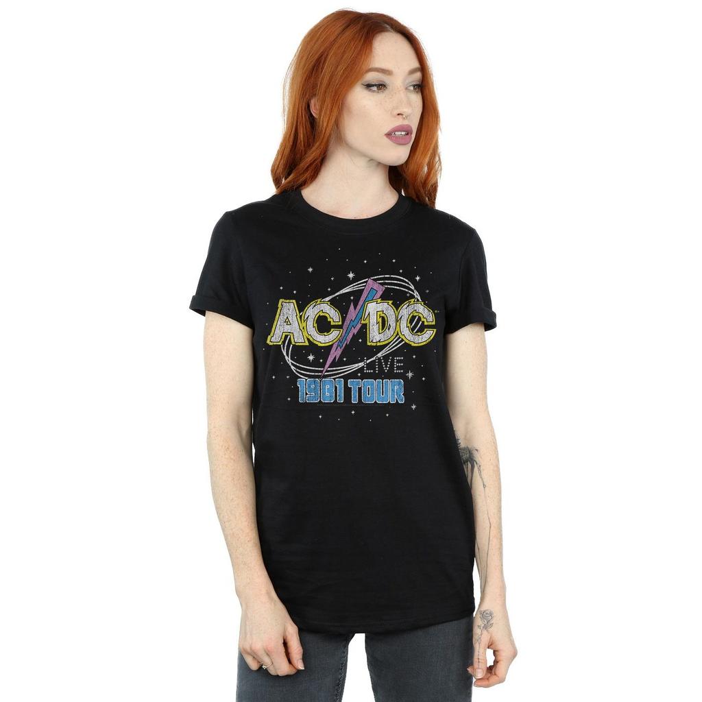 AC/DC Womens/Ladies 1981 Live Tour Cotton Boyfriend T-Shirt
