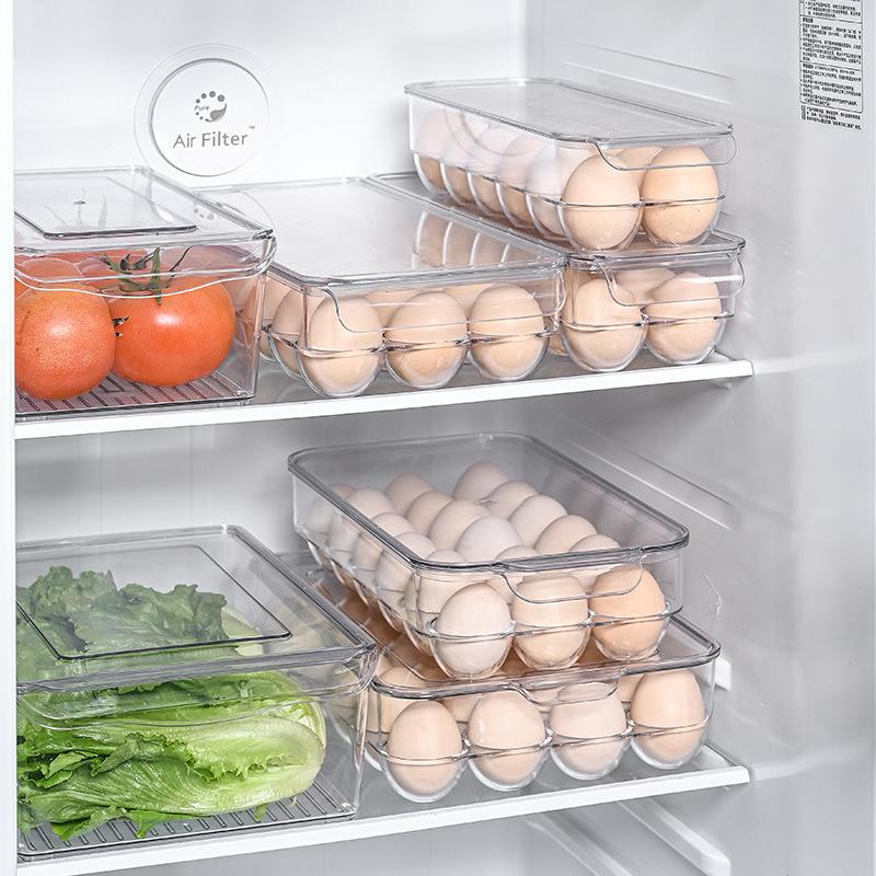 Egg Storage Box with Lid, Food-Grade Plastic, Kitchen Refrigerator Organizer