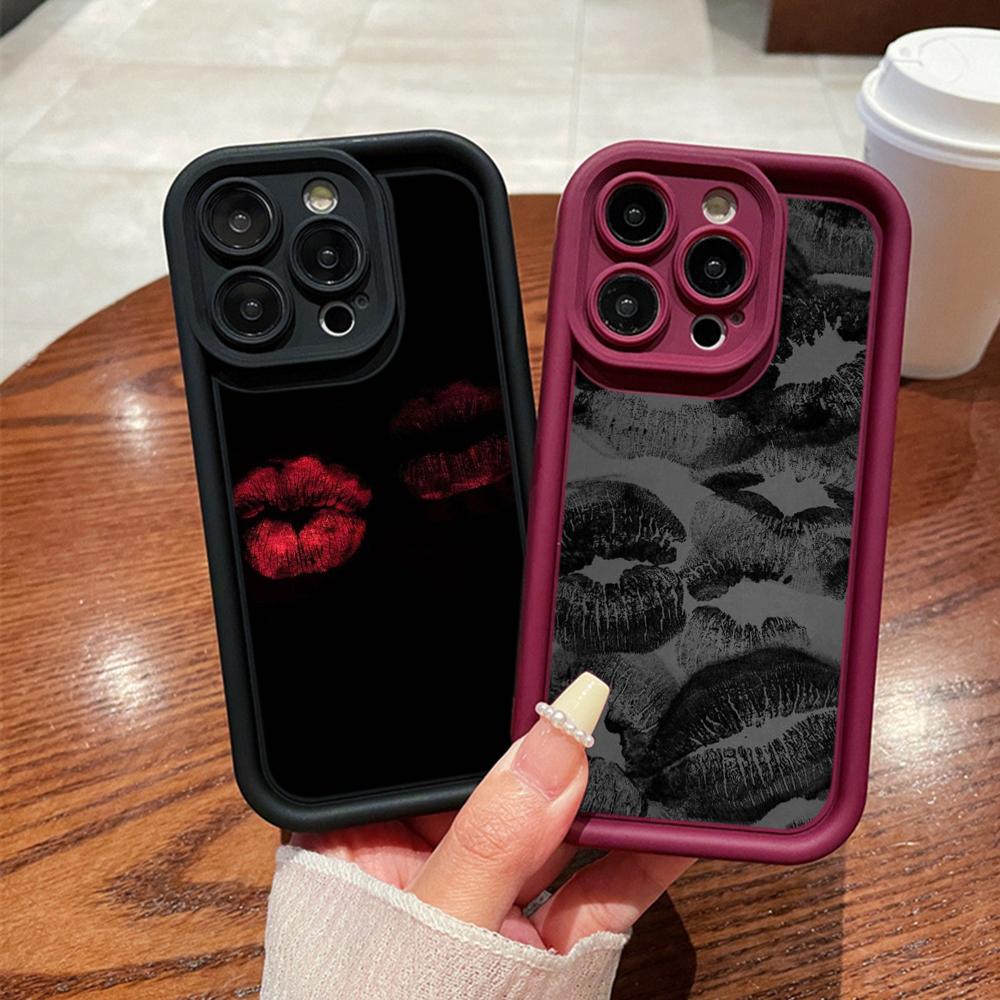LZ22 Lips Kiss Digital Design Silicone Phone Case for iPhone 11 13 14 15 16 Pro Max 7 8 16 Plus 12 Mini XS Max XR Shockproof Back Cover