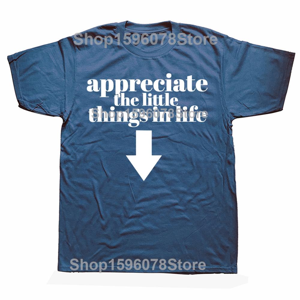 Appreciate The Little Things In Life Arrow Funny Adult Joke Graphic T-shirts Men Tshirt 100% Cotton Loose Oversized T Shirt