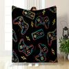 Gaming Controller Pattern Warm Blanket - Flannel Blanket for Bedroom, Living Room, Sofa, and Nap Sofas
