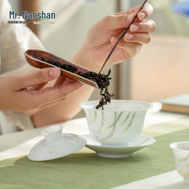 Mr. Nanshan Hand-painted White Porcelain Gaiwan
