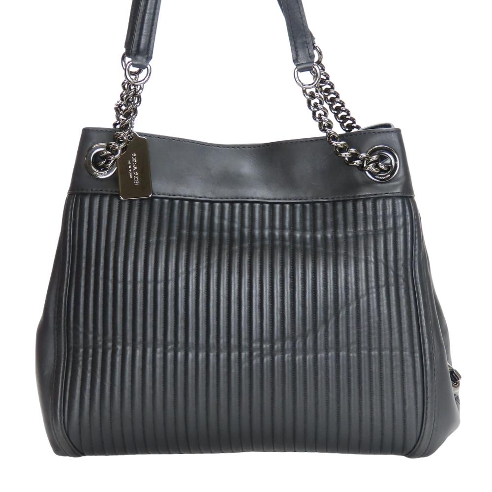 Gebrauchte COACH Schultertasche Edy 26834 Tabby-Leder Schwarz Kette