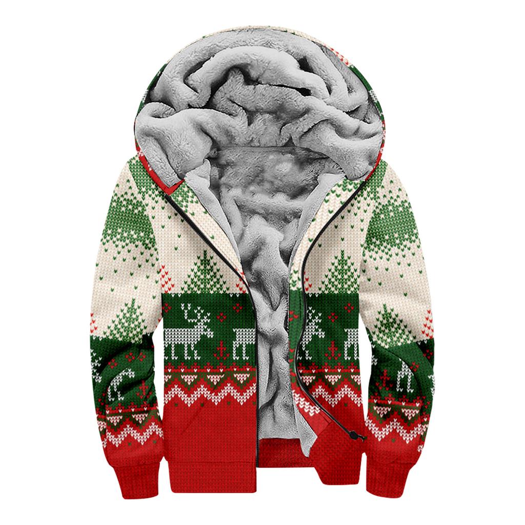 Suéter Masculino Com Impressão Casual Manga Longa Com Zíper Grosso Terno De Algodão Inverno