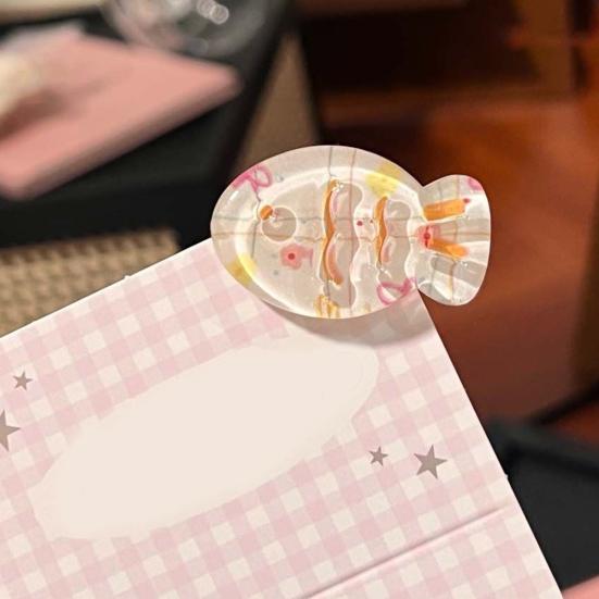 6Pcs Girl Hairpin Soft Macaron Color Clear Jelly Acrylic Fish Shape Stable No-Pull Bang Clips 3D Wavy Line Photogenic Hair Accessories