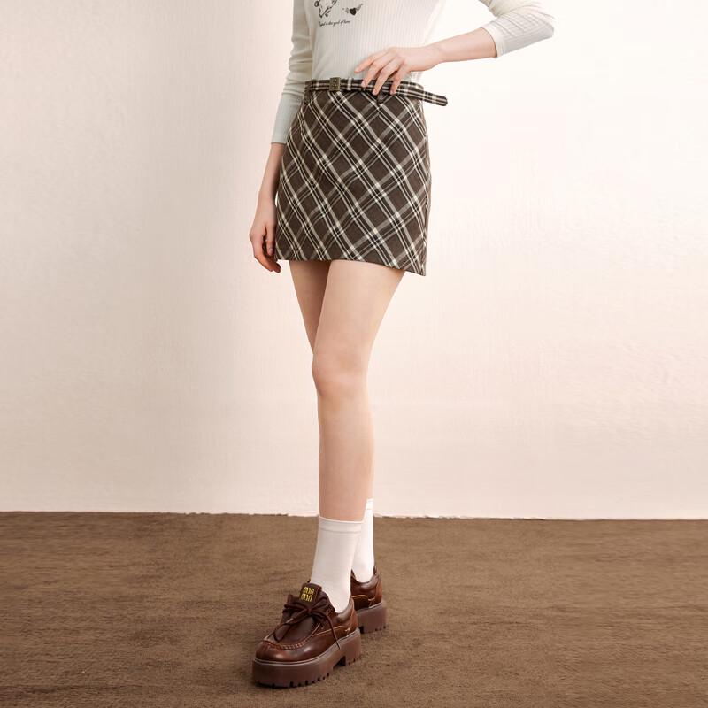 Ledian Vintage School Style Plaid A-Line Mini Skirt