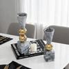Marble Candlestick Candle Holder Geometric Golden Sphere Marble Ornaments Centerpieces Candle Stick Holder Home Decoration