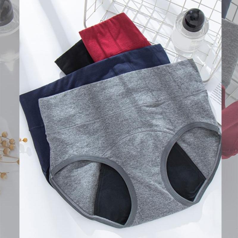 Women High Waist Full Coverage Leakproof Cotton Panties Period Underwear Heavy Flow Menstrual Postpartum Teens Brefs