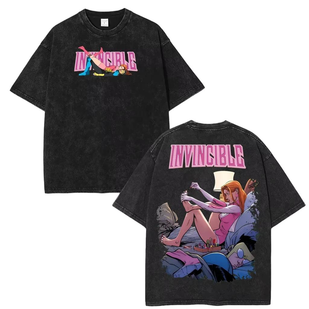 2026 Nuova Invincibile Grande Reggente Thragg Unisex Camicia Lavata, Cotone Vintage Estivo Y2k Moda Uomo Maglietta Grafica Oversize