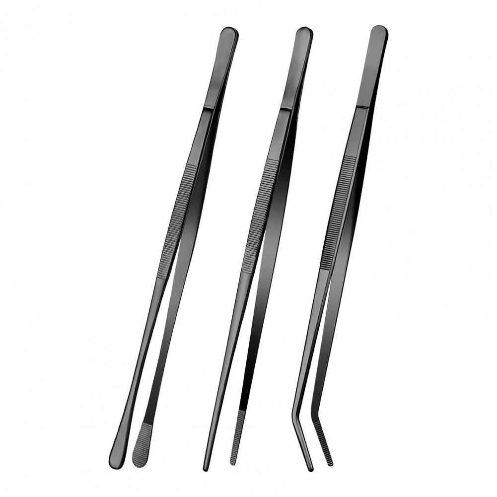 3Pcs 10 Inch Kitchen Tweezers Fine Tweezer Tongs Stainless Steel BBQ Tongs Long Cooking Tweezers for Sea Food Plating And Servin