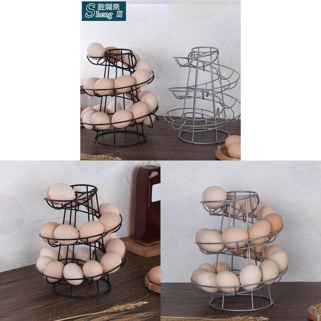Kitchen Creative Spiral Egg Rack With Hanging Basket For Home Storage And Organization