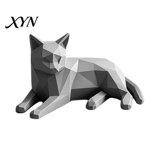 Cute Shelf Accents for Living Room 3D Printed Geometric Cat Figurine, Minimalist Desktop Sculpture Lovers, Small Desk Ornaments Lovers Nordic