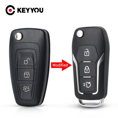 Modified Flip Remote Car Key Shell For Ford Focus 3 Fiesta Connect Mondeo C Max Folding 3 Buttons