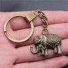 Elephant Horse Animal Duo Pendant Antique Bronze Metal Keychain with 30mm Ring for Students Hot Sale